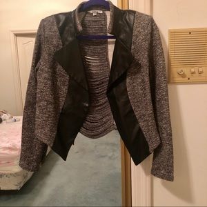 Gray and Black Jacket with Cutout Slits